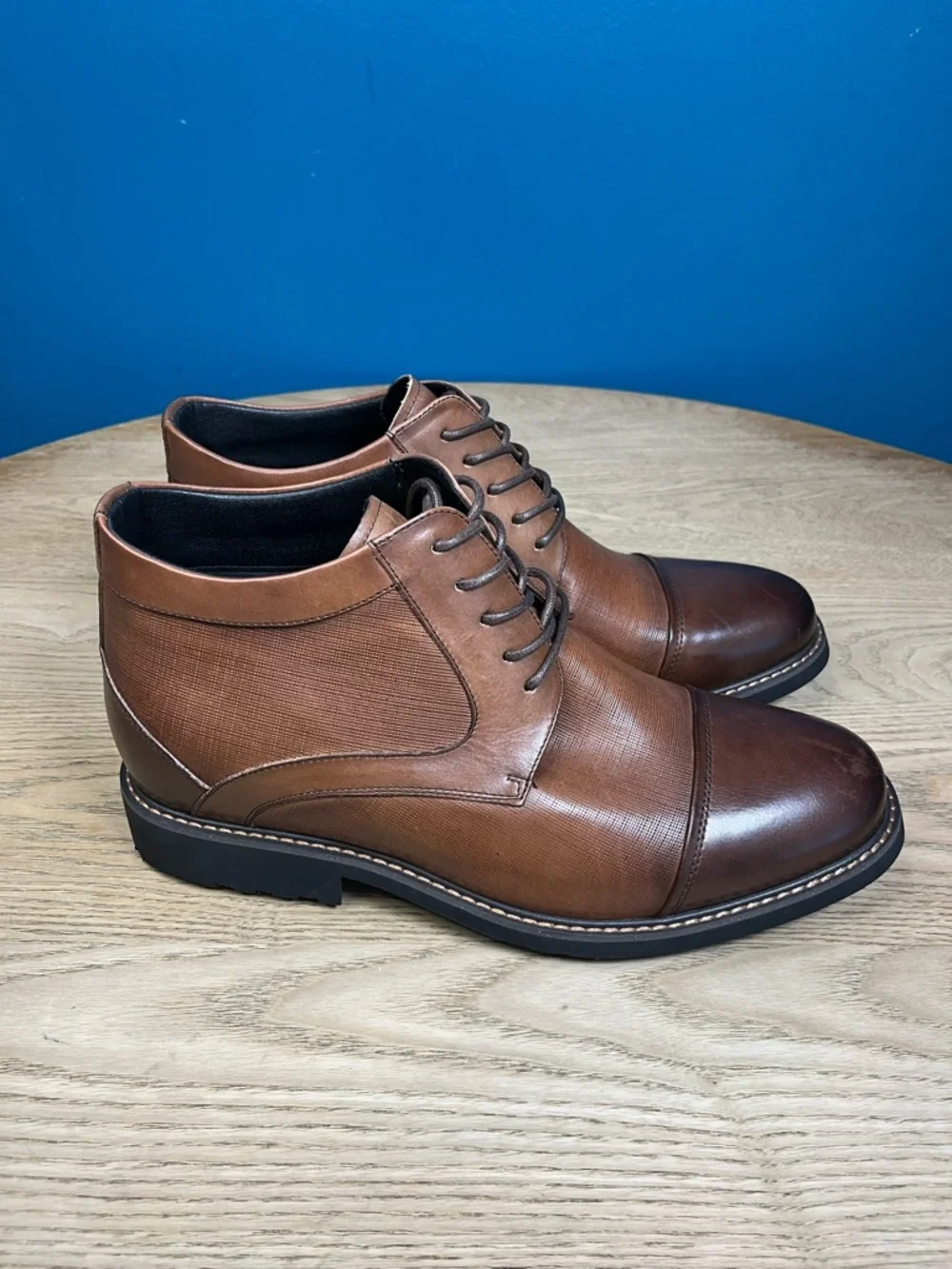 CALTO Men's Invisible Height Increasing Elevator Shoes Brown Leather Size 11